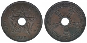 Belgisch-Kongo Kongo-Staat 1885-1908
10 Centimes 1888

Kupfer
20.03g
ss/vz