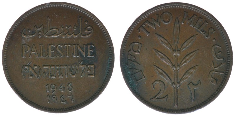 PALÄSTINA Britische Verwaltung

2 Mils 1946
Kupfer, 7,83 Grmm, ss