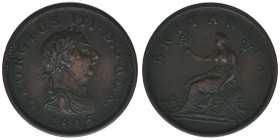 Großbritannien Georg III.
1 Penny 1806
Kupfer, 18,9 Gramm, ss/vz