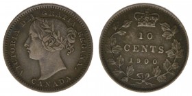 Canada Queen Victoria

10 Cents 1900 
Kahnt/Schön 3, 2.35 Gramm, ss+