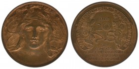 Italien Victor Emanuel III. 
Jeton zu 20 Centesimi 1906
Weltausstellung in Mailand 
Messing, 9,78 Gramm, 29mm, vz