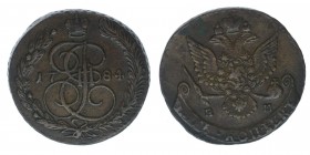 Rußland Katharina II.
5 Kopeken 1784 EM
Kupfer, 50.97 Gramm, ss/vz