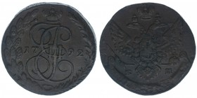 Rußland Katharina II.
5 Kopeken 1792 EM 
Kupfer, 46.65 Gramm, ss/vz