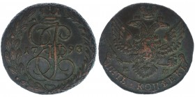 Rußland Katharina II.
5 Kopeken 1793 EM
Kupfer, 51,46 Gramm, -vz