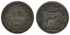 Schweiz
1/2 Franken 1851
2,53 Gramm, ss