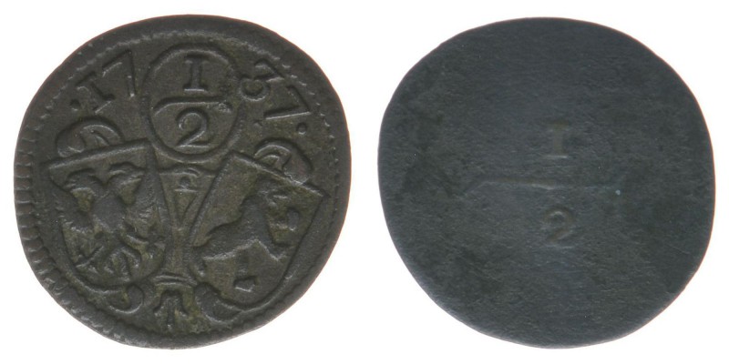Schweiz Appenzell
1/2 Kreuzer 1737
0.41 Gramm, -vz