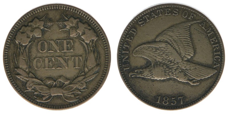 USA
One Cent 1857 - Fliegender naturalistischer Adler

ss+
Kahnt/Schön 54
Kupfer...