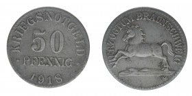 Herzogtum Braunschweig 

Kriegsnotgeld 50 Pfennig 1918
Bimetall, 3.65 Gramm, ss+