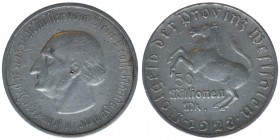NOTGELD der Provinz Westfalen
50 Millionen Mark 1923
Aluminium, 38mm,5,58 Gramm, s/ss