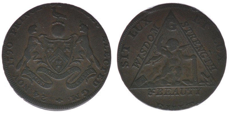 Großbritannien
Prince of Wales Copper Half Penny 
Token 1790

Bronze
9.66g
30mm
...