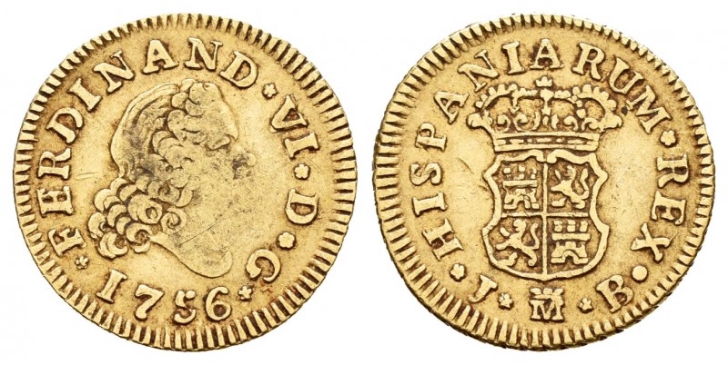 Fernando VI (1746-1759). 1/2 escudo. 1756. Madrid. JB. (Cal-253). Au. 1,74 g. BC...