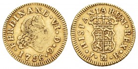 Fernando VI (1746-1759). 1/2 escudo. 1756. Madrid. JB. (Cal-253). Au. 1,74 g. BC+/MBC-. Est...100,00.