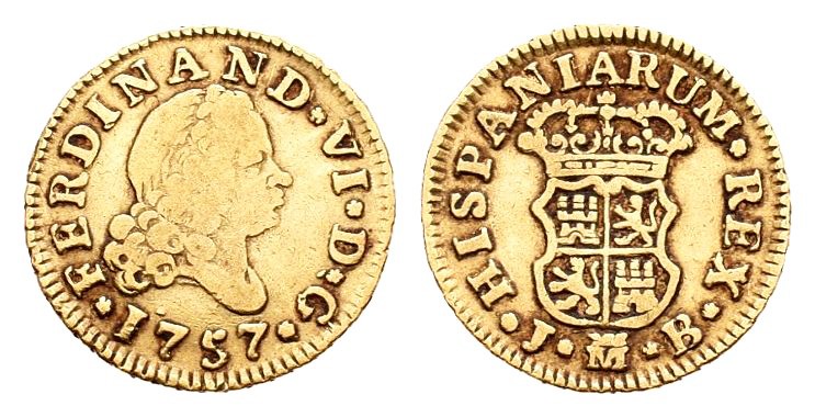 Fernando VI (1746-1759). 1/2 escudo. 1757. Madrid. JB. (Cal-255). Au. 1,71 g. BC...