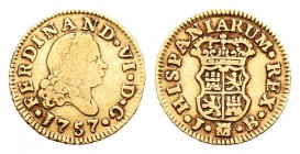 Fernando VI (1746-1759). 1/2 escudo. 1757. Madrid. JB. (Cal-255). Au. 1,71 g. BC+. Est...80,00.
