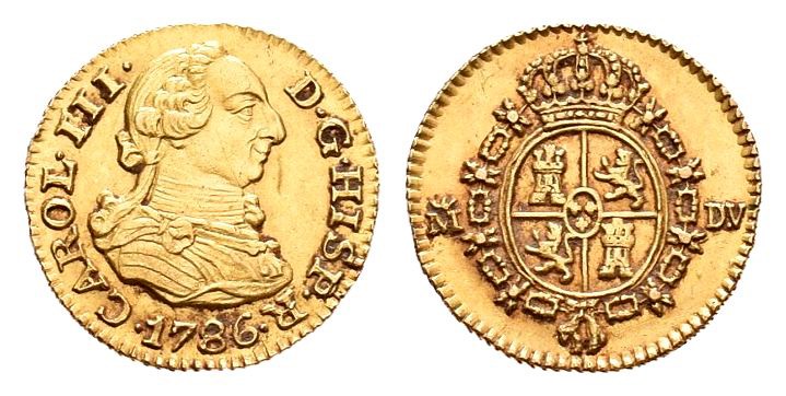 Carlos III (1759-1788). 1/2 escudo. 1786. Madrid. DV. (Cal-778). Au. 1,78 g. EBC...