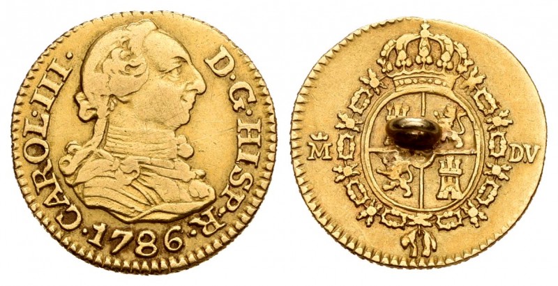 Carlos III (1759-1788). 1/2 escudo. 1786. Madrid. DV. (Cal-778). Au. 1,78 g. Arg...