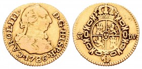 Carlos III (1759-1788). 1/2 escudo. 1786. Madrid. DV. (Cal-778). Au. 1,76 g. BC+. Est...90,00.