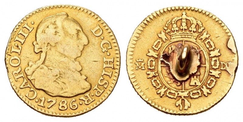Carlos III (1759-1788). 1/2 escudo. 1786. Madrid. DV. (Cal-778). Au. 1,84 g. Arg...