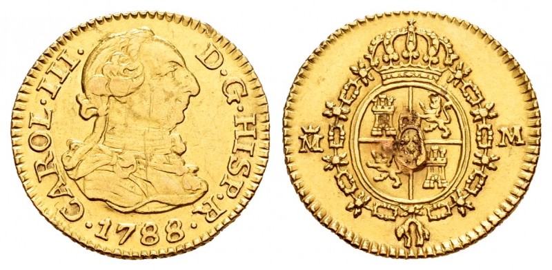 Carlos III (1759-1788). 1/2 escudo. 1788. Madrid. M. (Cal-781). Au. 1,73 g.  Res...