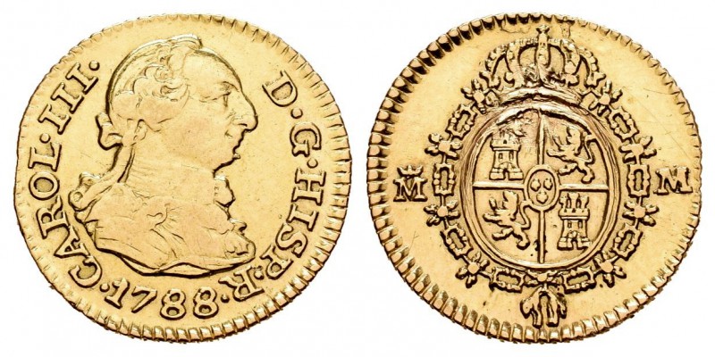 Carlos III (1759-1788). 1/2 escudo. 1788. Madrid. M. (Cal-781). Au. 1,71 g. Raya...
