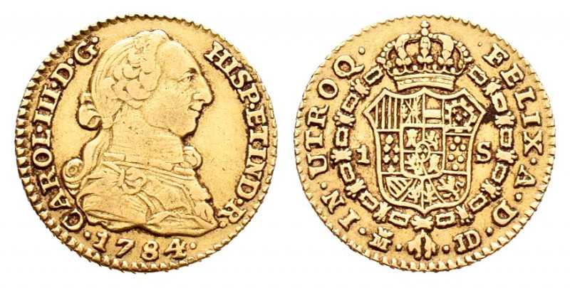 Carlos III (1759-1788). 1 escudo. 1784. Madrid. JD. (Cal-626). Au. 3,37 g. MBC-....