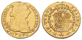 Carlos III (1759-1788). 1 escudo. 1787. Madrid. DV. (Cal-629). Au. 3,28 g. Soldadura quitada a las 12h. MBC+. Est...100,00.
