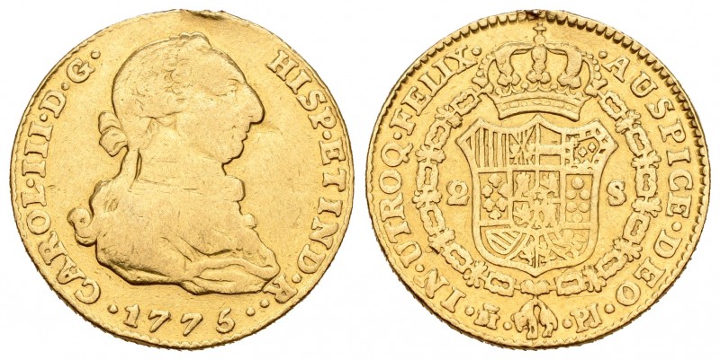 Carlos III (1759-1788). 2 escudos. 1775. Madrid. PJ. (Cal-448). Au. 6,66 g. Rest...