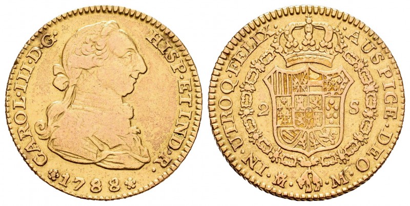Carlos III (1759-1788). 2 escudos. 1788. Madrid. M. (Cal-459). 6,71 g. Pequeña p...