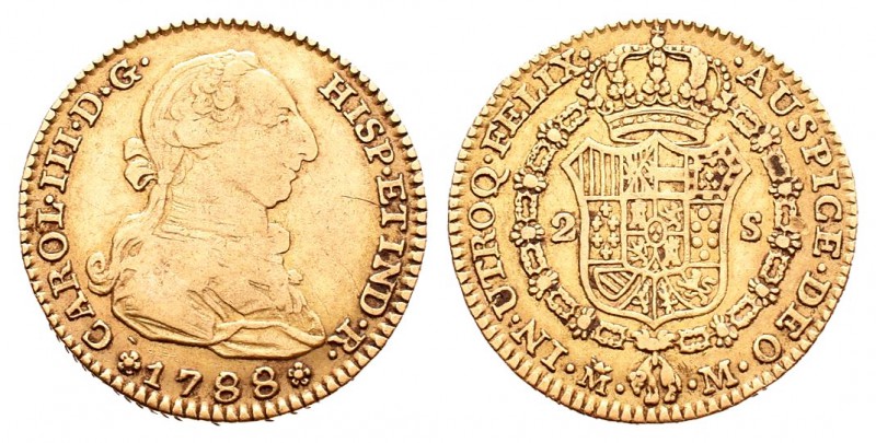 Carlos III (1759-1788). 2 escudos. 1788. Madrid. M. (Cal-459). Au. 6,78 g. BC+/M...