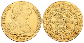 Carlos III (1759-1788). 4 escudos. 1774. Madrid. PJ. (Cal-299). Au. 13,44 g. Golpecitos en el canto. MBC/MBC+. Est...425,00.