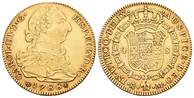 Carlos III (1759-1788). 4 escudos. 1788. Madrid. M. (Cal-315). Au. 13,42 g. MBC-...