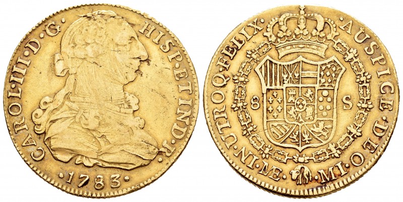 Carlos III (1759-1788). 8 escudos. 1783. Lima. MI. (Cal-40). (Cal onza-708). Au....