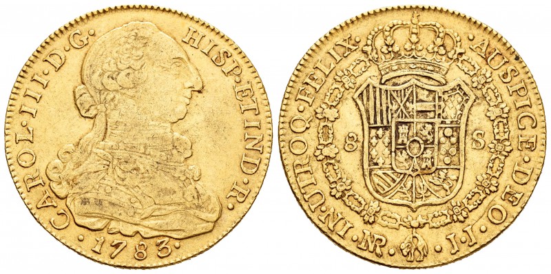 Carlos III (1759-1788). 8 escudos. 1783. Santa Fe de Nuevo Reino. JJ. (Cal-192)....