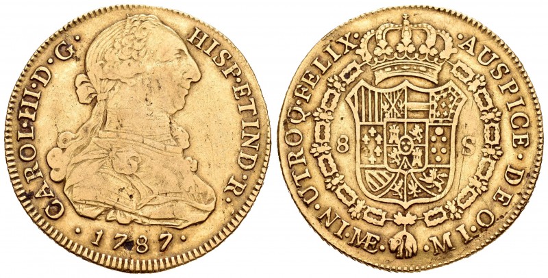 Carlos III (1759-1788). 8 escudos. 1787. Lima. MI. (Cal-46). (Cal onza-714). Au....