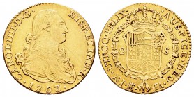 Carlos IV (1788-1808). 2 escudos. 1803. Madrid. FA. (Cal-345). Au. 6,14 g. MBC-. Est...200,00.
