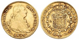 Carlos IV (1788-1808). 2 escudos. 1804. Madrid. FA. (Cal-347). Au. 6,75 g. MBC/MBC+. Est...220,00.