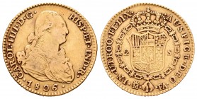 Carlos IV (1788-1808). 2 escudos. 1806. Madrid. FA. (Cal-349). Au. 6,66 g. BC+. Est...200,00.