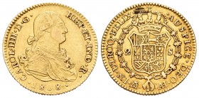 Carlos IV (1788-1808). 2 escudos. 1808. Madrid. AI. (Cal-353). Au. 6,73 g. Raya en reverso. MBC+. Est...220,00.