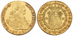 Carlos IV (1788-1808). 4 escudos. 1795. Madrid. MF. (Cal-204). (Cal onza). Au. 13,42 g. MBC+. Est...450,00.