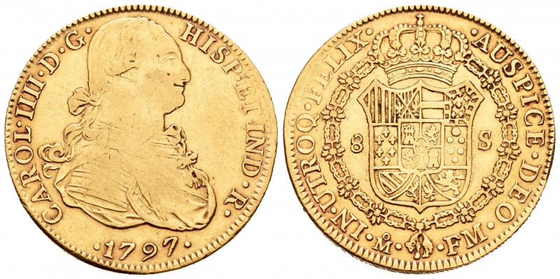 Carlos IV (1788-1808). 8 escudos. 1797. México. FM. (Cal-47). (Cal onza-1028). A...