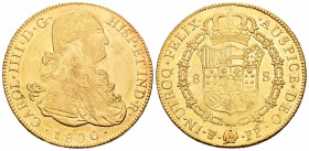 Carlos IV (1788-1808). 8 escudos. 1800. Potosí. PP. (Cal-17). (Cal onza-1099). Au. 26,93 g. BC+/MBC-. Est...900,00.