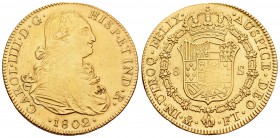 Carlos IV (1788-1808). 8 escudos. 1802. México. FT. (Cal-56). (Cal onza-1037). Au. 26,89 g. Limpiada. MBC-/MBC+. Est...900,00.