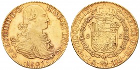 Carlos IV (1788-1808). 8 escudos. 1807. México. TH. (Cal-63). (Cal onza-1044). Au. 26,99 g. MBC/MBC+. Est...900,00.