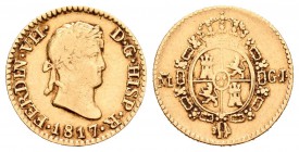 Fernando VII (1808-1833). 1/2 escudo. 1817. Madrid. GJ. (Cal-360). Au. 1,72 g. MBC. Est...90,00.