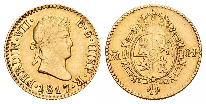 Fernando VII (1808-1833). 1/2 escudo. 1817. Madrid. GJ. (Cal-360). Au. 1,74 g. M...