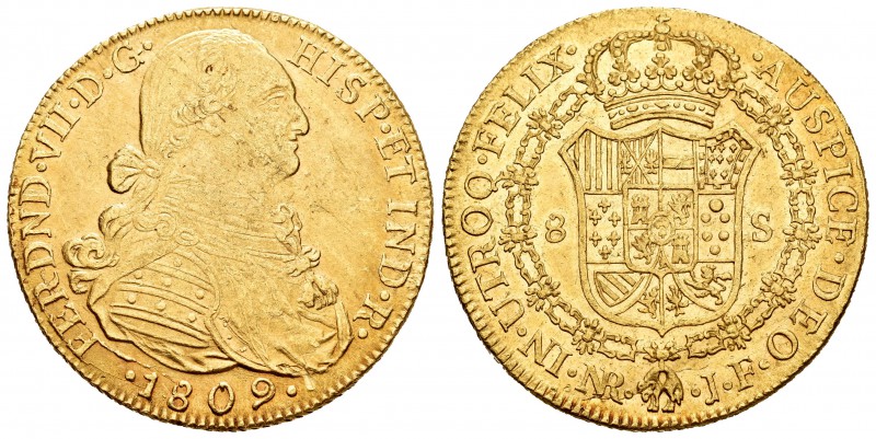 Fernando VII (1808-1833). 8 escudos. 1809. Santa Fe de Nuevo Reino. JF. (Cal-94)...