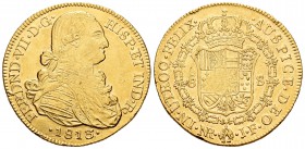 Fernando VII (1808-1833). 8 escudos. 1813. Santa Fe de Nuevo Reino. JF. (Cal-101). (Cal onza-1323). Au. 27,02 g. Dos golpecitos en el canto. MBC/MBC+....