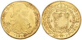 Fernando VII (1808-1833). 8 escudos. 1818. Santa Fe de Nuevo Reino. JF. (Cal-109). (Cal onza-1336). Au. 26,96 g. Golpecitos en el canto. MBC-/MBC. Est...