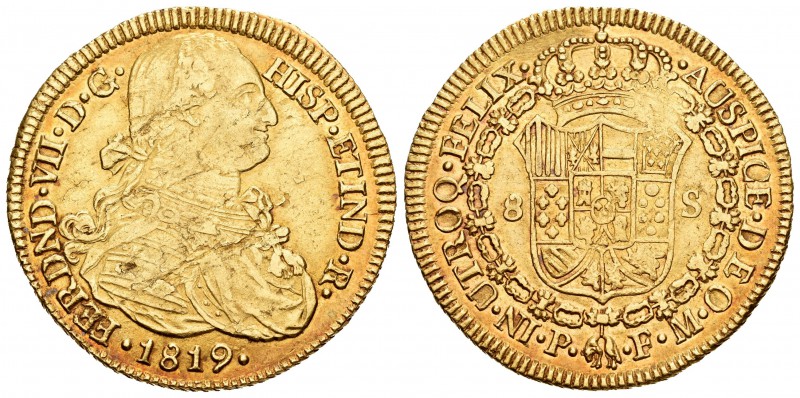 Fernando VII (1808-1833). 8 escudos. 1819. Popayán. FM. (Cal-82). (Cal onza-1301...