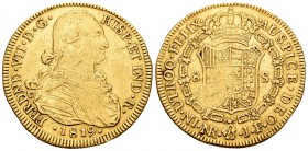 Fernando VII (1808-1833). 8 escudos. 1819. Santa Fe de Nuevo Reino. 26,86. (Cal-110). (Cal onza-1337). Au. 26,99 g. Estuvo en aro. BC+/MBC-. Est...900...